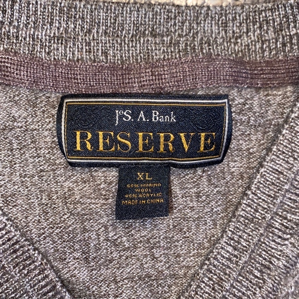 Jos. A. Bank Reserve Merino Wool V-Neck Sweater in brown - Picture 2 of 5